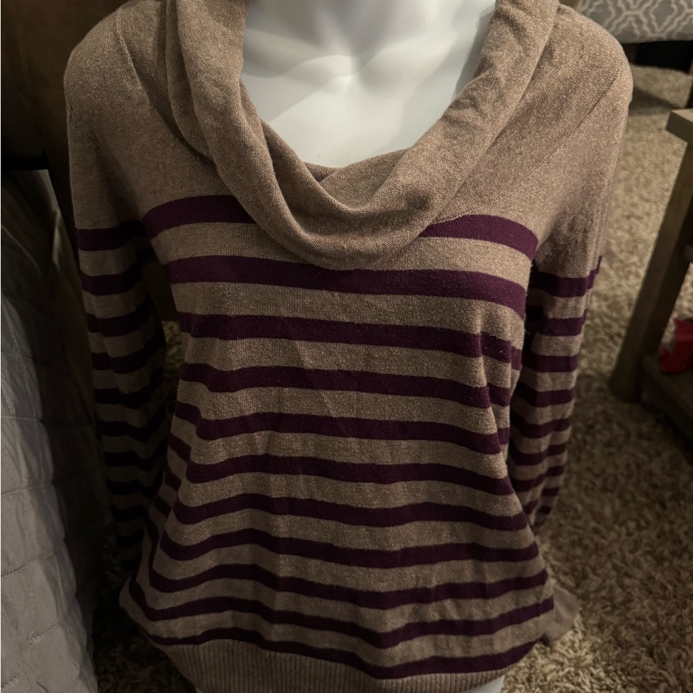 a.n.a. Cowl neck striped sweater sz m